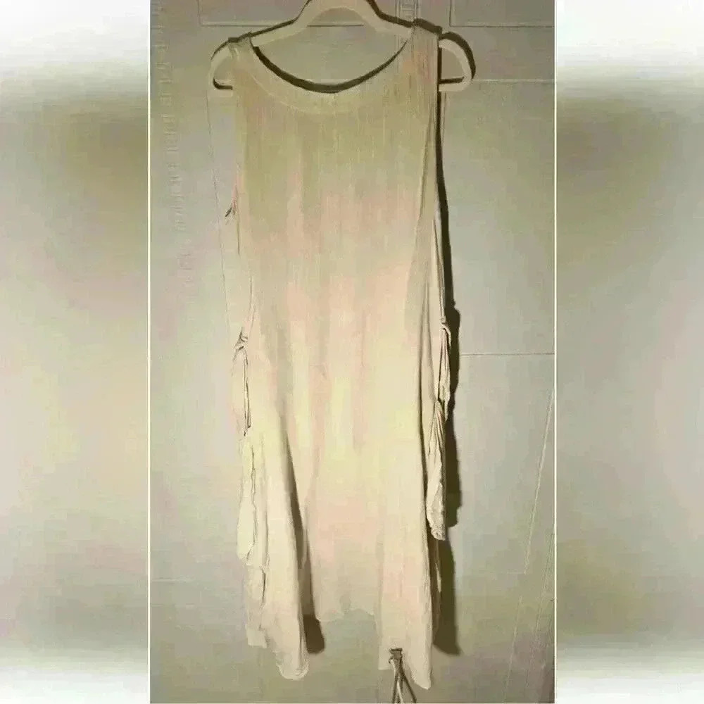 H4 Cream V-neck Sleeveless Midi A-line Dress Size EU 36 US L EUC - Picture 2 of 16